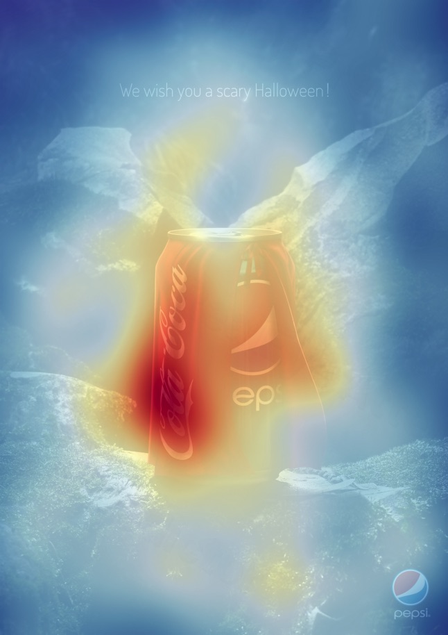 Predicted attention heatmap for the Pepsi Halloween creative.